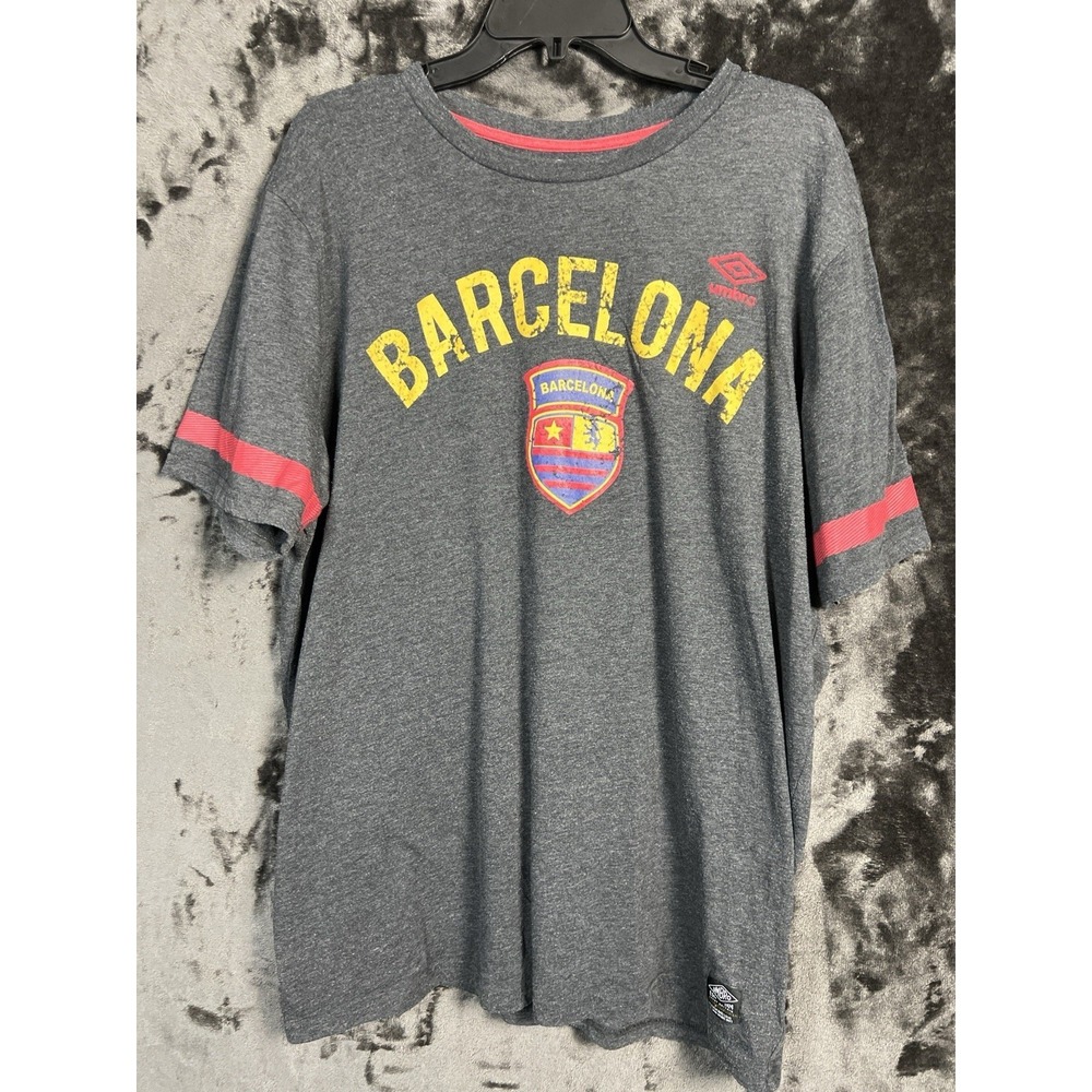 Umbro Men's XL Barcelona Soccer T‎ Shirt Gray Graphic Futbol Tee